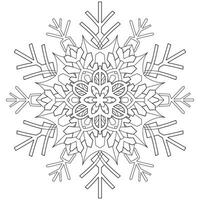 Abstract mandala snowflake line art design for coloring page vector