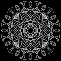 Mandala line art designs on black background. Coloring page for kids and adults. vector