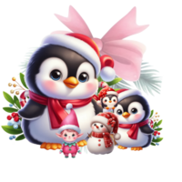 ai gerado pinguim Natal clipart png