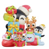 a group of christmas toys with presents png