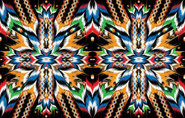 Ikat Indian seamless pattern design for fabric textile.  Molde patron abstracts . Aztec, boho, geometric, fabric,  ethnic, ikat, native, tribal, carpet, mandala, African, American chevron vector.