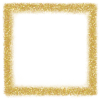 Gold glitter square frame. golden sparkle.Square frame on transparent background. png