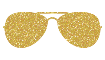 Golden glitter sunglasses icon on transparent background. png