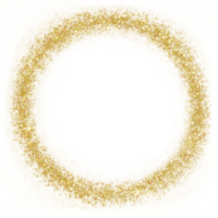 oro luccichio cerchio telaio. d'oro scintillare coriandoli. cerchio telaio su trasparente sfondo. png