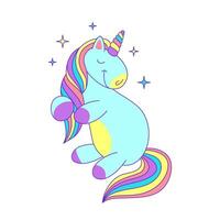 Cartoon Color Character Unicorn with Mane. Vector