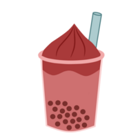 rouge velours boba boisson illustration png