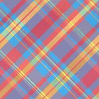 Lumberjack plaid seamless check, soft fabric tartan pattern. Part background texture vector textile in red and cyan colors.