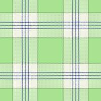 Plaid seamless pattern in green. Check fabric texture. Vector textile print.