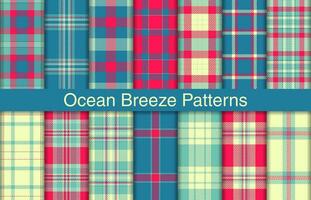 Ocean breeze color trendy textile design of check textured material for shirt, dress, suit, wrapping paper print, invitation blank. vector