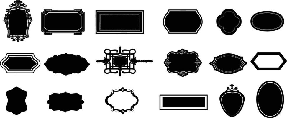 Vintage label frames, retro vintage sticker, vintage shape collections, decorative retro label, black vintage frames, vector label set