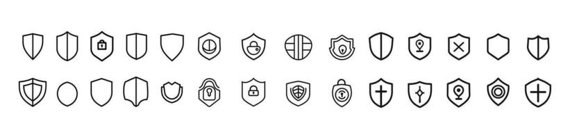 Security shield icons, security shield logotypes, check mark padlock, shield symbols, vector illustration, protect shield security, collection, vector set, shield icon set