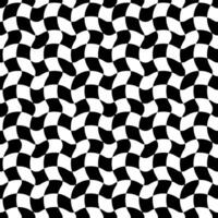 Black and white chess wave abstract pattern. Checker board swirl background. vector