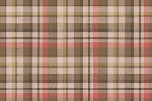 Plaid background, check seamless pattern in beige. Vector fabric texture for textile print, wrapping paper, gift card or wallpaper.