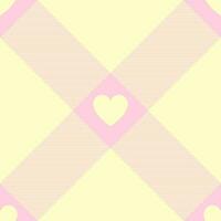 Gingham pattern with hearts. Seamless tartan vichy check plaid for dress, shirt, tablecloth, napkin, or other modern Valentines Day textile design. vector