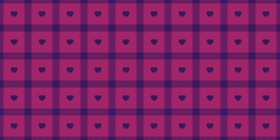 Gingham pattern with hearts. Seamless tartan vichy check plaid for gift card, wrapping paper, invitation on Valentines Day print vector