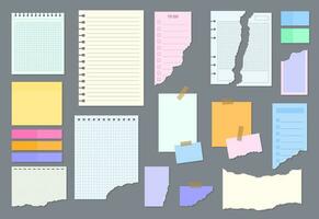 Cartoon Color Different Paper Notes Set. Vector