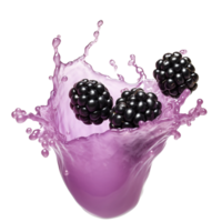 AI generated Blackberries milk splash floating isolated on transparent background png