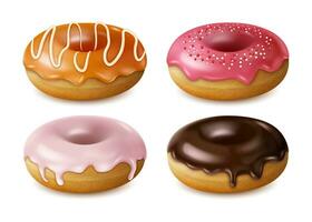 Realistic Detailed 3d Different Donuts Set. Vector