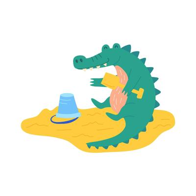 Cartoon Color Character Mascot Cute Crocodile. Vector