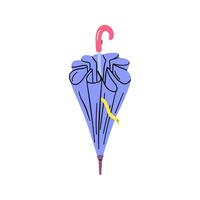 dibujos animados color caminando palo paraguas icono cerrado vista. vector