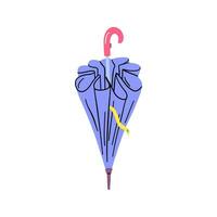 Cartoon Color Walking Stick Umbrella Icon Closed View. Vector