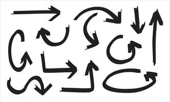 Arrows of different shapes. Abstract symbol for direction and path indication. Graphic pointer vector