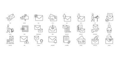 Mailing icons set. Set of editable stroke icons.Vector set of Mailing vector