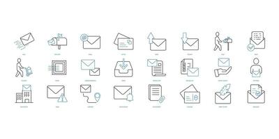 Mailing icons set. Set of editable stroke icons.Vector set of Mailing vector