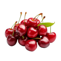 AI generated Bunch of fresh red cherries isolated on transparent background png