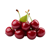 AI generated Bunch of fresh red cherries isolated on transparent background png