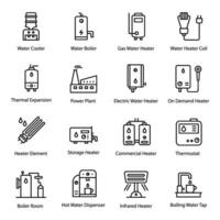 Water Boiler Line Vector Icons