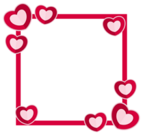 red transparent frame border background valentine theme with love cartoon illustration png