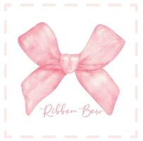 Cute coquette aesthetic pink ribbon bow in vintage style watercolor vector