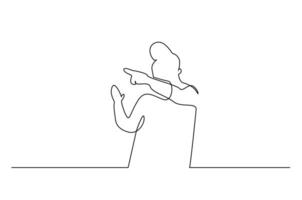 man is surprised pointing and showing line art design vector