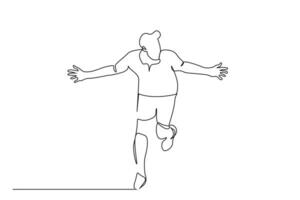 athlete football player score a goal rejoice run line art design vector