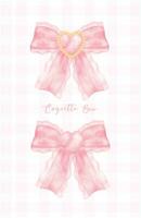 Cute coquette aesthetic pink bows in vintage ribbon style watercolor collection. vector