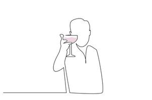 handsome cool man smacking the glass and showing it drinking line art design vector