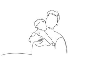 father and son happy moment hug fathers day life line art design vector