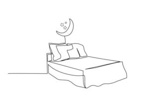 bedroom bed sleep moon stars dream comfortable relax object life line art design vector