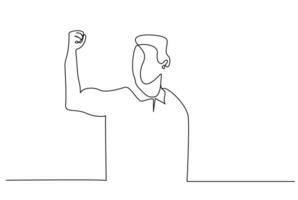 man work win victory confident clenching his fist rejoicing line art design vector