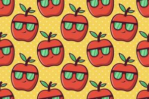 cool apple character seamless pattern vector illustration