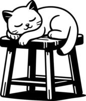 gato dormido en taburete vector