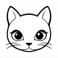 Cute cat vector black and white cartoon character design collection. White background. Pets, Animals.