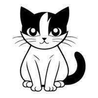 Cute cat vector black and white cartoon character design collection. White background. Pets, Animals.