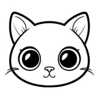 Cute cat vector black and white cartoon character design collection. White background. Pets, Animals.