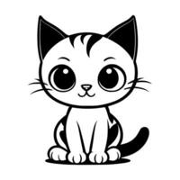 Cute cat vector black and white cartoon character design collection. White background. Pets, Animals.