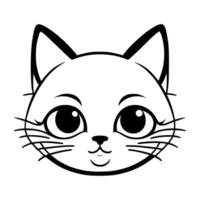 Cute cat vector black and white cartoon character design collection. White background. Pets, Animals.