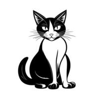 Cute cat vector black and white cartoon character design collection. White background. Pets, Animals.