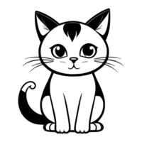 Cute cat vector black and white cartoon character design collection. White background. Pets, Animals.