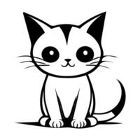 Cute cat vector black and white cartoon character design collection. White background. Pets, Animals.